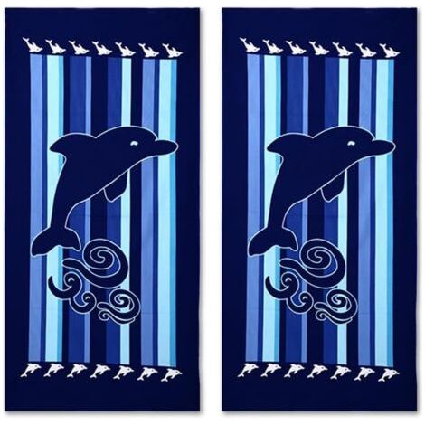 Serviette de plage (Dauphin - 2 pièces, 2 pièces) en microfibre pour les voyages, serviette absorbante à séchage rapide pour les nageurs, serviette de plage anti-sable pour femmes, hommes, fill (1/4)