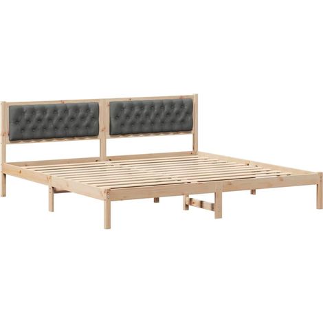 Lit Double - Lit Contemporain - Cadre de lit Gris foncé 200 x 200 cm Pin massif fr29258 (1/5)
