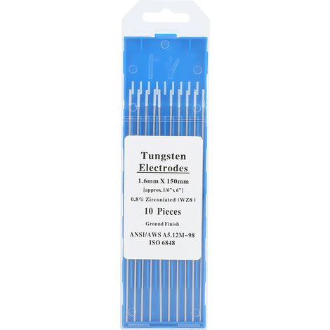 10 Électrodes en tungstène zirconié WZ8 pointe blanche pour soudure TIG AC, 1,6 mm x 150 mm, lot de 10 pièces (1/5)