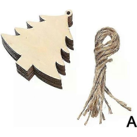 Lot de 10 étiquettes de Noël en bois avec trous, décorations de Noël en bois représentant des cerfs, style varié, pour sapin et décorations de l'année.