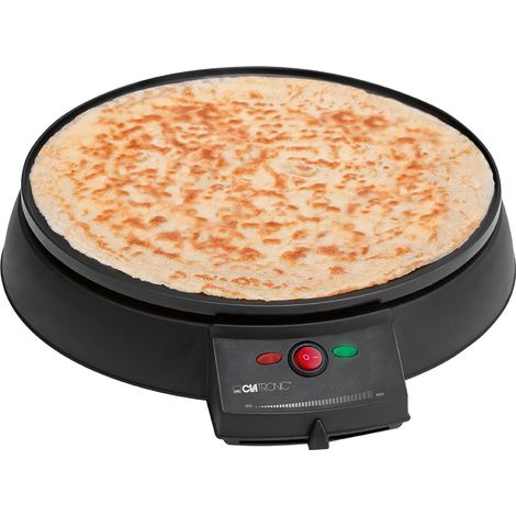Clatronic CM 3372 Crepera, Máquina de Hacer Crepes, Tortitas, Antiadherente, Regulador Temperatura, Plato 29 cm 900W Negro (1/5)