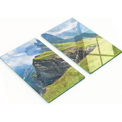 Tablas de cortar de cristal para cocina con estampado de cadena montañosa, 2 x 30 x 52 cm. (1/5)