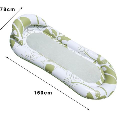 Bouée Enfant Bouée Piscine Chaise Longue Gonflable 150x78cm Avec Appui-tête - Vert - Matelas Flottant Confortable