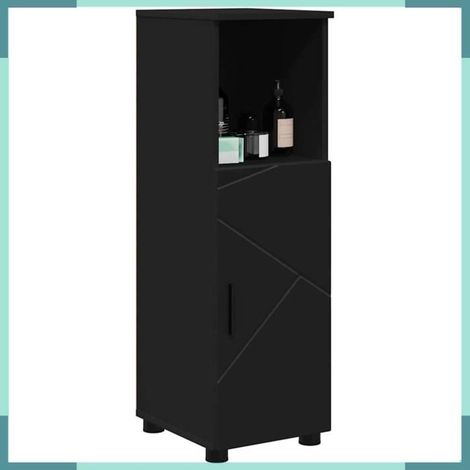 Cabinet de salle de bain - 883315 - Noir - 30 x 35 x 95 cm - Bois d'ingénierie & métal (1/5)