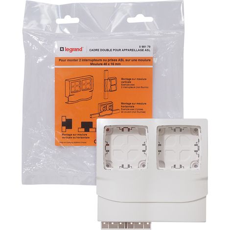 Legrand - Cadre double pour appareillage apparent - Pour moulures 16mm