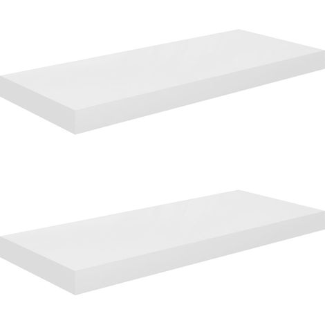 Étagère murale flottante 2 pcs Blanc brillant 60x23,5x3,8 MDF (1/5)