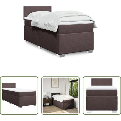 vidaXL Surmatelas -  Sommier à lattes de lit avec matelas Marron foncé 90x190 cm (1/5)