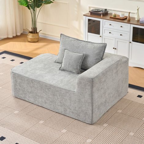 Lettino relax moderno - 144x112x65 cm - Divano in ciniglia Douceur Nuage, da montare - Grigio (1/5)