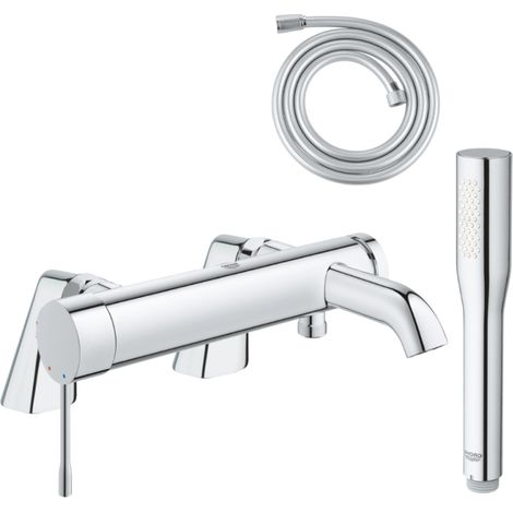 Pack mitigeur mécanique GROHE Essence avec colonnettes + Douchette 1 jet Vitalio Get Stick + Flexible 1750 mm