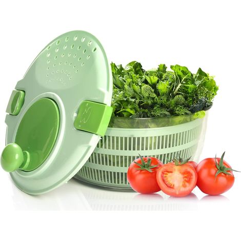 Déshydrateur à salade, essoreuse à salade avec poignée et couvercle verrouillable, séchoir à salade, lave-fruits (1/3)