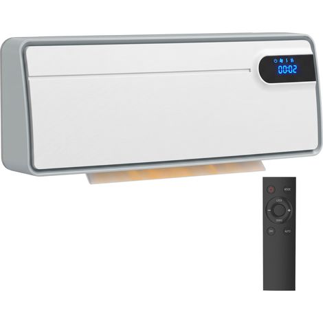 Chauffage mural - HOMCOM - en céramique - intelligent 2000W - Wi-Fi Alexa Google Home - thermostat - 50 x 14,5 x 19 cm - blanc (1/5)