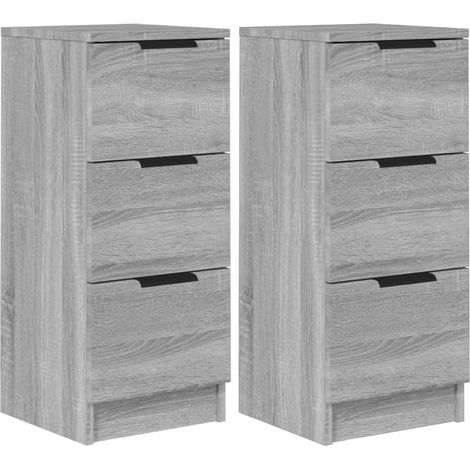 vidaXL Sideboards 2 pcs Grey Sonoma 30x30x70 cm Engineered Wood
