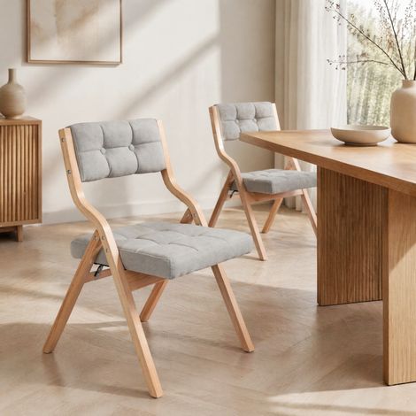 Gepolsterte klappbare Holzstühle mit Kissen, 2 Stück, Grau MODENUIT (1/5)