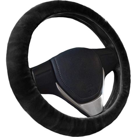 3-teiliges Plüsch-Lenkrad-Set für 37-39 cm, Schwarz (1/5)