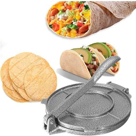Prensa para tortillas de hierro fundido de 16,5 cm para tacos, crepes y panes planos - Uso profesional o doméstico (1/4)