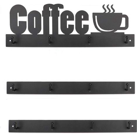Porte-tasses mural, porte-tasses à café, support décoratif mural sans perçage pour la cuisine (1/2)