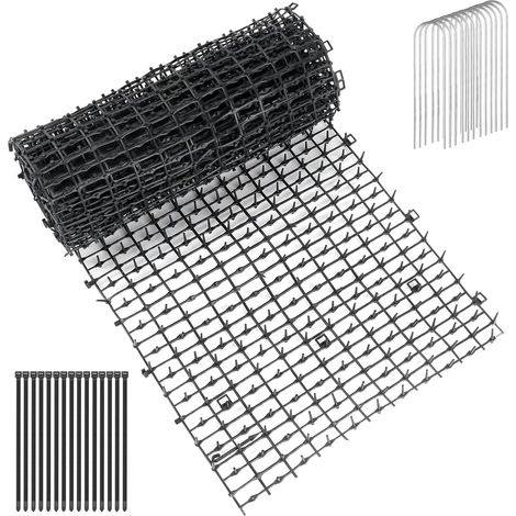 Grillage Anti-Chat 30 x 400 cm, Tapis de Protection en Plastique avec 12 Pointes pour Chats, Chiens et Animaux Sauvages, Filet de Jardin Anti-Animaux (Noir) (1/5)