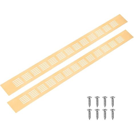 2-Pcs Air Vent Grille for Interior Doors, 20 x 2 Inch/500 x 50 mm Aluminum Alloy Air Vent Grille, Rectangular Air Vent Grille with 8 Screws [Brushed Gold] (1/5)