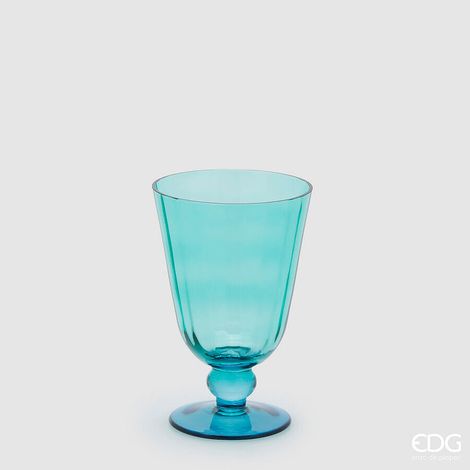 EDG Enzo De Gasperi Vaso Righe Coppa con Piede H 15 Cm D 10 Cm Azure