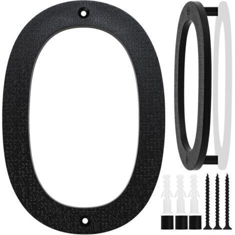 Large 20cm Black House Number, Floating 3D Effect ABS Plastic Sign for Street or Door, Ideal for Offices, Mailboxes and Garages (Number 0). (1/4)