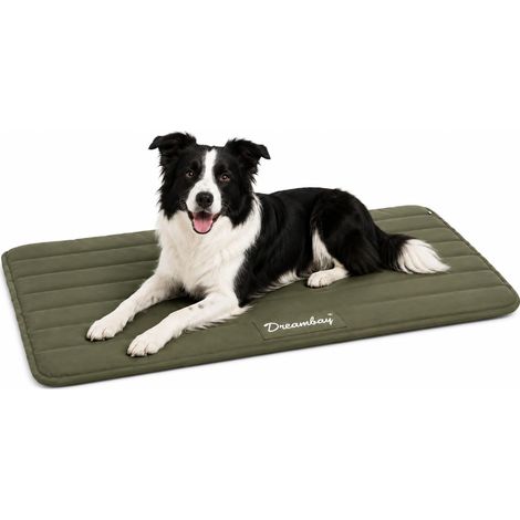Panier Chien - Coussin Chien et Chat orthopédique Vert Olive - Mousse mémoire de Forme - Parfait pour Cages métalliques - 100,5x63x2,3cm (1/5)