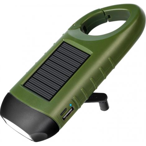 Lampe de poche solaire LED USB - Rechargeable, avec manivelle, légère, idéale pour camping et randonnée (1/5)