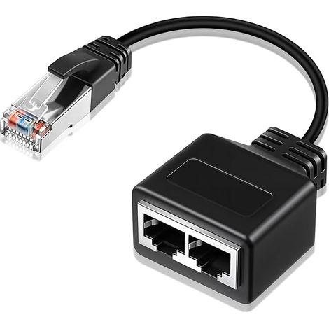 Diviseur RJ45 Ethernet 1 en 2, adaptateur réseau haute vitesse, mâle vers double femelle, interrupteur de prise LAN Internet, compatible pour connecter deux ordinateurs à l'Ethernet (1/5)