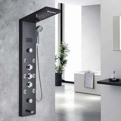 Panneau de douche hydromassant led noir, Glame (1/5)