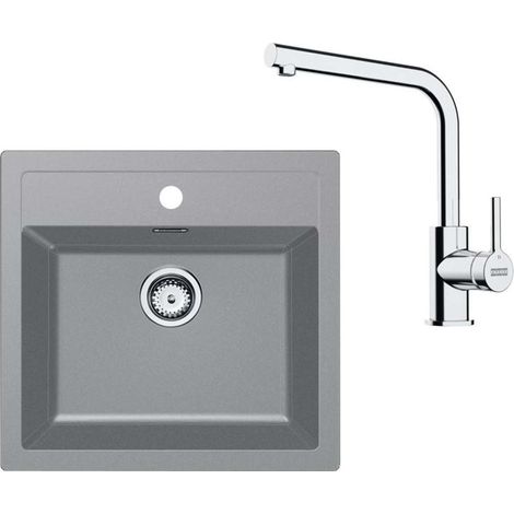 Franke Set - Set da cucina T114Š, lavello in tectonite SID 610 e miscelatore FS 3230.031, grigio/cromo 143.0687.360