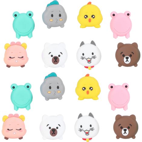 Lot de 16 butées de porte autocollantes en silicone à motifs de dessins animés, protections murales et butoirs pour poignées de porte (1/5)