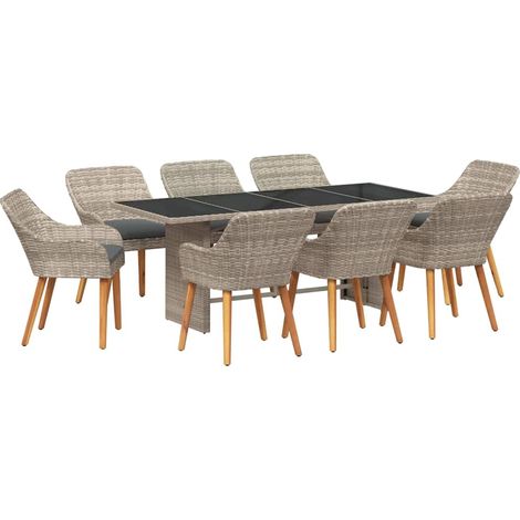 Maison Exclusive - Garten Essgruppe 9 pcs Hellgrau Poly-Rattan