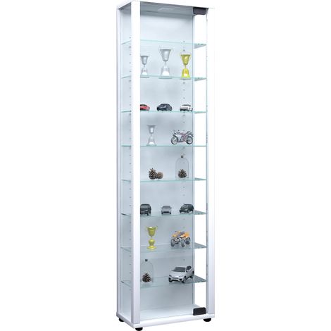 Ebuy24 – Vitrine en bois avec verre de sécurité ESG – 115x33x18 cm – 8 étagères d'insertion – Éclairage LED compatible