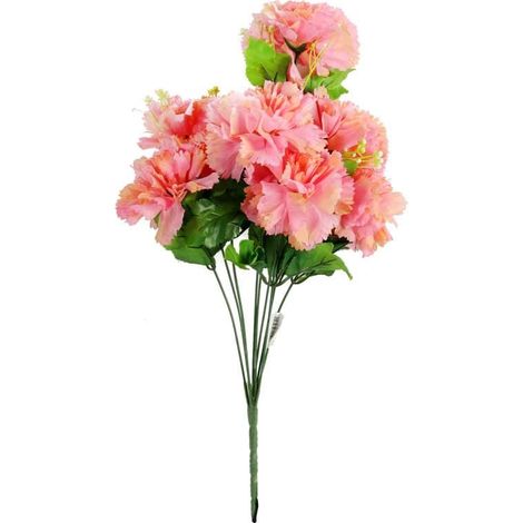 Bouquet di garofani artificiali con gypsophila color salmone - Altezza 50 cm (1/3)