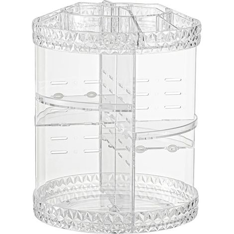 Organizador de maquillaje, diseño giratorio de 360°, almacenamiento de plástico transparente, transparente (1/2)
