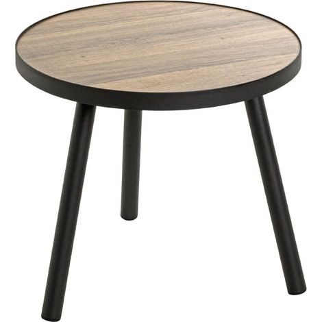 Table d'appoint Ronde en chêne Noir, MDF et métal - Dimensions : H 36 x Ø 40 cm - Style : Moderne (1/5)