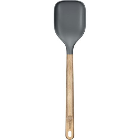 Cuillère de Cuisine Silicone Alimentaire, Manche en Bois de Chêne (1/3)