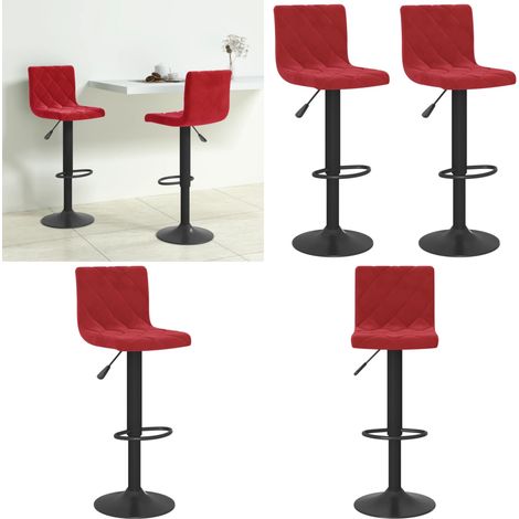 Tabourets de bar lot de 2 rouge bordeaux velours - Tabouret de bar rouge bordeaux - Tabouret de bar velours (1/5)