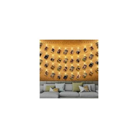 Guirlande Lumineuse Photo - 6M 40 LEDs Guirlande Led Interieur Chambre Fonctionne Piles - mur de photo - Photo Mural pour Mmos Foto, Fte, Decoración, - Crezuo