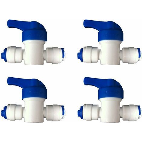 Water Lot de 4 valves robinets en ligne pour système de filtre à osmose inverse de réfrigérateurs congélateurs LDPE 1/4" (1/3)