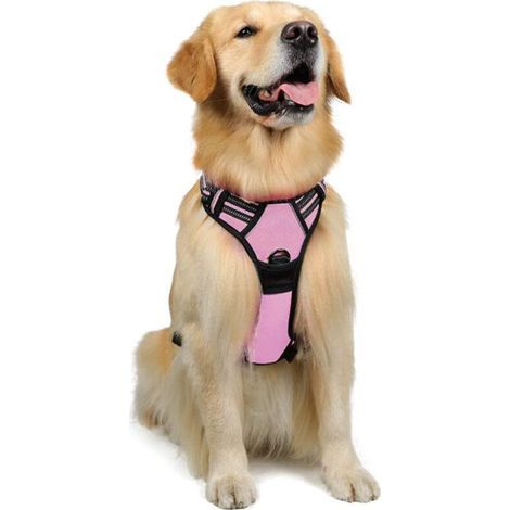 Harnais Chien Anti Traction,Harnais Réfléchissant Réglable avec Attache Devant Harnais pour Chien Moyen,Taille M