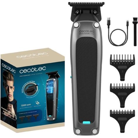 Cecotec Tondeuse et Trimmer à Batterie PrecisionCare Expert Diamond. Moteur Brushless, Vitesse 7200rpm
