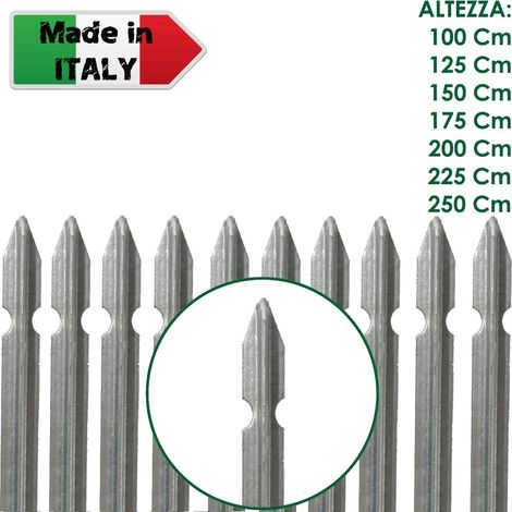 10 PZ PALO PALETTO IN FERRO A T 30x30x3 mm ZINCATO ZINCO PER RETE RECINZIONE - H 125 cm