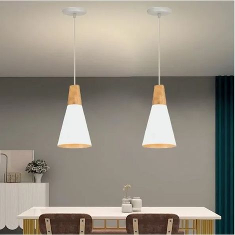 Lot de 2 Lustre Moderne Créatif Blanc Suspension Industriel Vintage design Luminaire Intérieur Salon Style Norique pour (1/4)