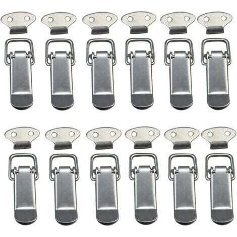 12 PCS Loquet à Bascule Fermoir à Ressort avec Crochet Fermeture à Ressort en Acier Inoxydable pour Coffret, Boîte, Tiroir, Armoire, Trousse médical,Fermeture à Levier, Loquet à Ressort, (1/5)