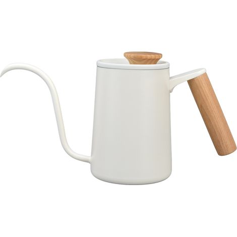 Bouilloire à bec d'oie long en acier inoxydable pour café goutte à goutte, pot à thé mat blanc 600ml