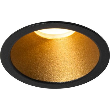 Moderner Einbaustrahler schwarz mit Gold GU10 35mm IP44 - Dept (1/4)