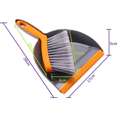 Gris-orange petit balai pelle à poussière ensemble mini balai petite pelle à poussière balai de nettoyage de bureau pelle à ordures en plastique balayer les cheveux balayer les cendres