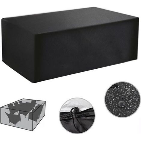 Housse de protection pour mobilier de jardin en polyester - 200 x 160 x 70cm - Noir (1/4)