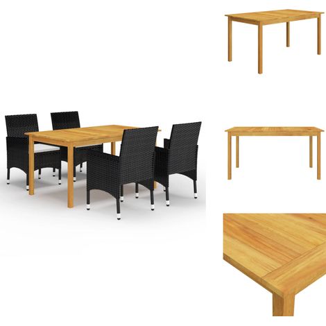 Ensemble à manger de jardin 5 pcs Noir - Table De Jardin - Salon De Jardin - Mobilier De Jardin - Set De Table - Meubles En Acacia (1/5)