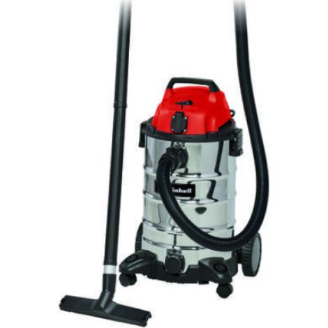 Einhell TC-VC 1930 SA Bidone senza cavo aspira solidi e liquidi (1500 W, depressione 190 mbar, vano 30 l, presa elettroutensile, bocchetta scarico) Rosso (1/10)